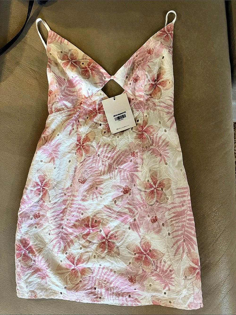 Hello Molly Floral Mini Dress in Pink & White Size Small NWT